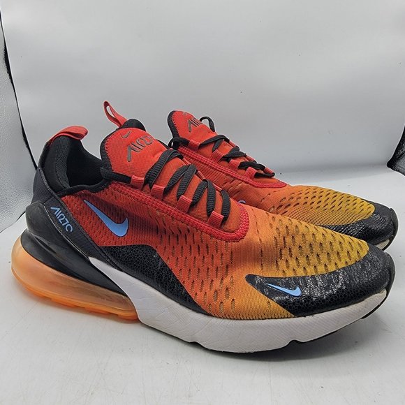 Nike Air Max 270 Mens 9.5 Sunset Red Orange Running Shoes Athletic DQ7625-600
